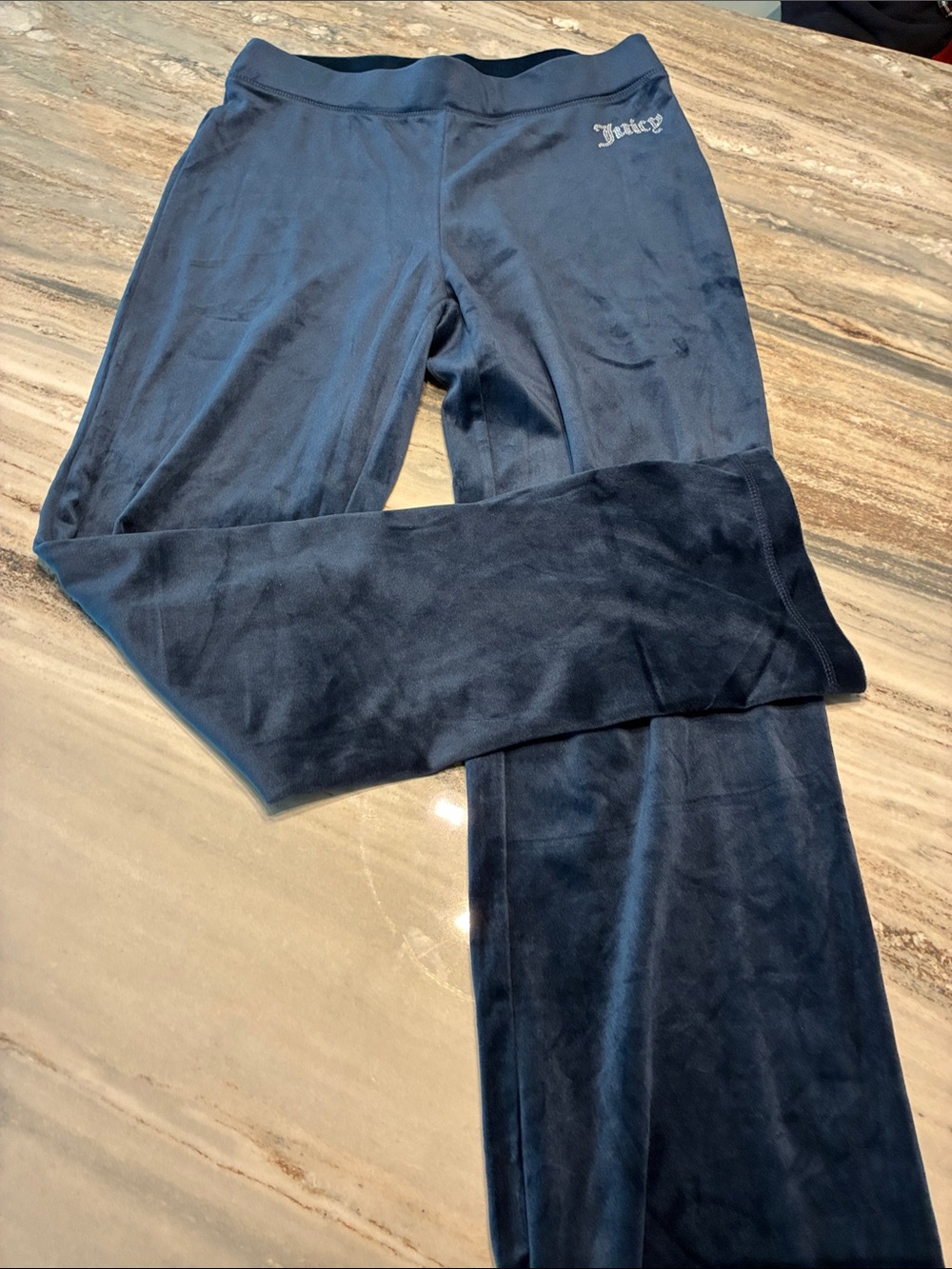 Juicy Couture Navy Velvet Track Pants with Logo leggings sweat pants sz S new